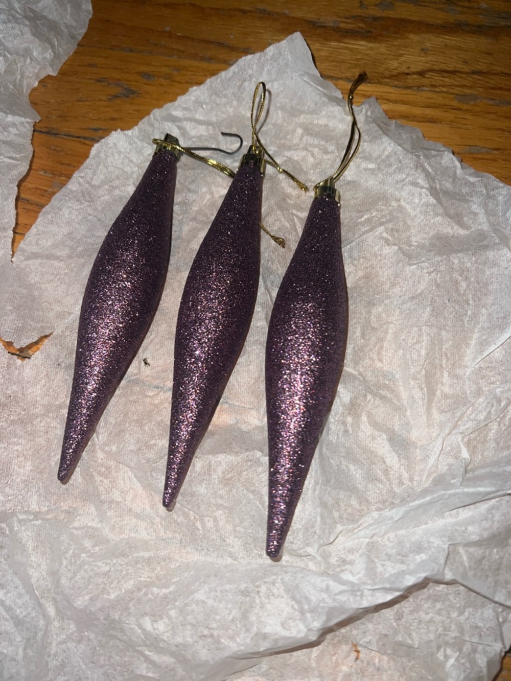 3 plastic ornaments
